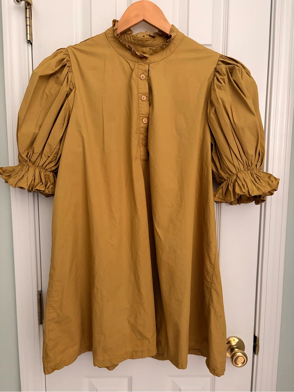Women’s Puff-Sleeve Mini Dress in Mustard XL